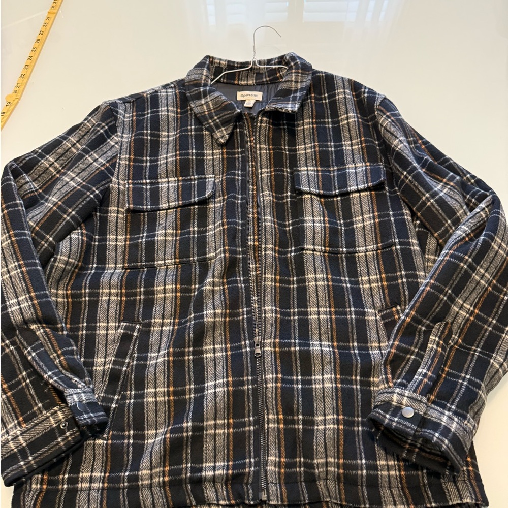 Men's Navy Plaid Shirt Jacket
